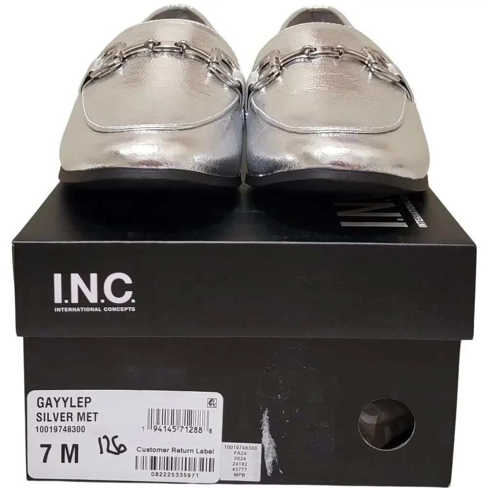 Alfani Women Gayyle Slip On Horse Bit Loafers Size US 7M Silver Metallic